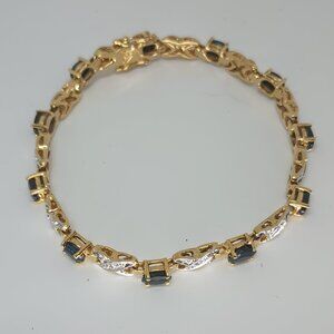 Sapphire Tiny Diamond Infinity Tennis Bracelet.